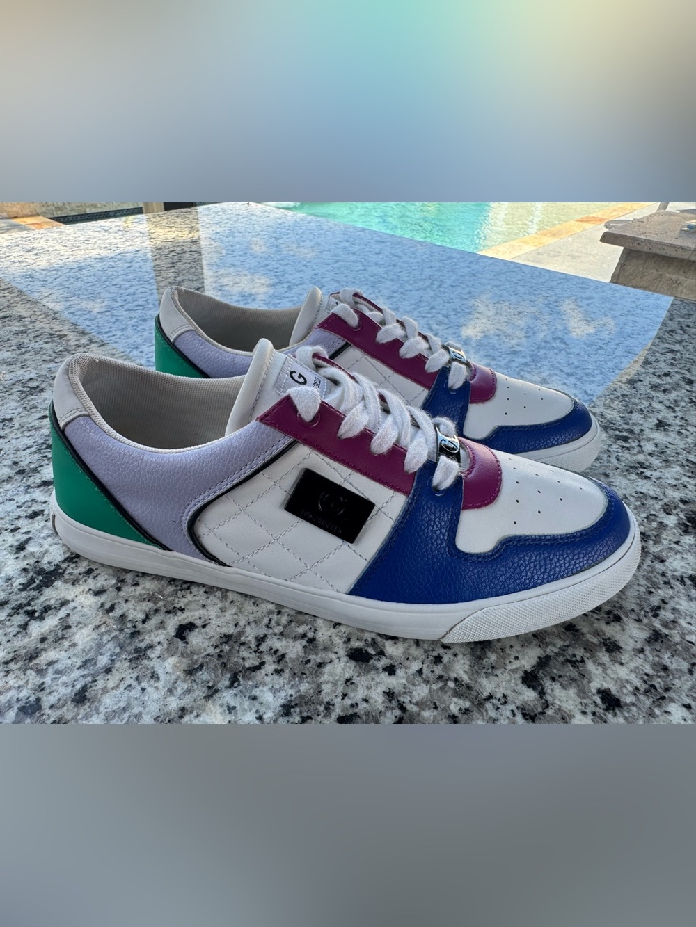 GBG Colorblock Leather Sneakers with Quilted Side Panel